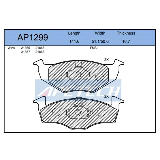 6N0698151   apetech ap1299, Disk Balata Ön Ap1299 (Ac643081) Polo (96-) 1.4-16V