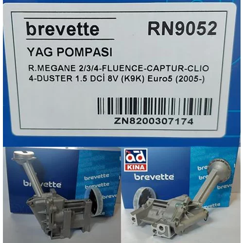 150108334R   brevette rn9052, Yağ Pompası Rn9052 Megane 2/3/4 Fluence Captur Clıo 4 Duster 1.5 Dci 8V (K9k) Euro5